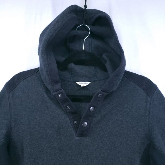 Calvin Klein Men's Pullover Hoodie Sweater Dark Gray Snap Button Size M - Picture 6 of 15